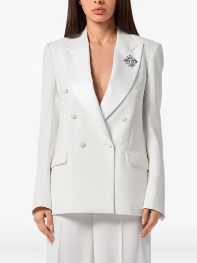 Philipp Plein Dame Double-breasted Blazer In White