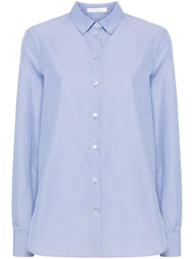 The Row Metis Cotton Poplin Shirt In Sky Blue