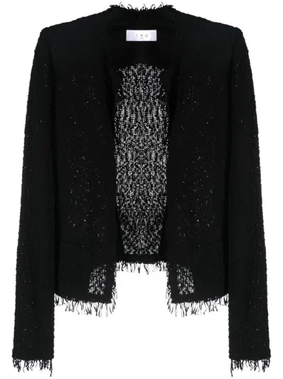 Iro Shavani Collarless Casual Jacket In Black