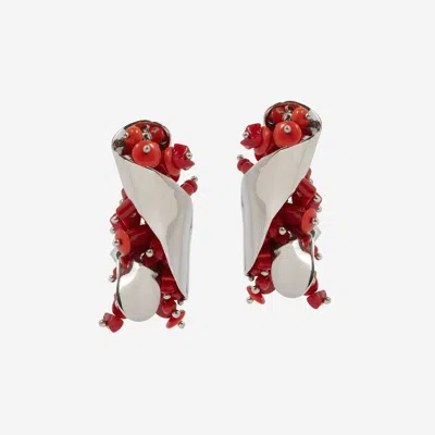Dries Van Noten Bead-embellishment Earrings In Red