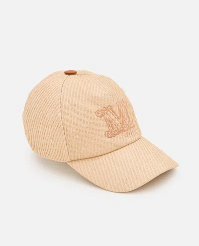 Max Mara Jez Rafia Baseball Cap In Beige