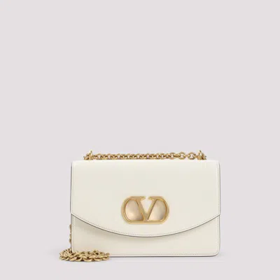 Valentino Garavani Garavani Vain Small Shoulder Bag In Shiny Calfskin Woman Ivory Uni In Off White