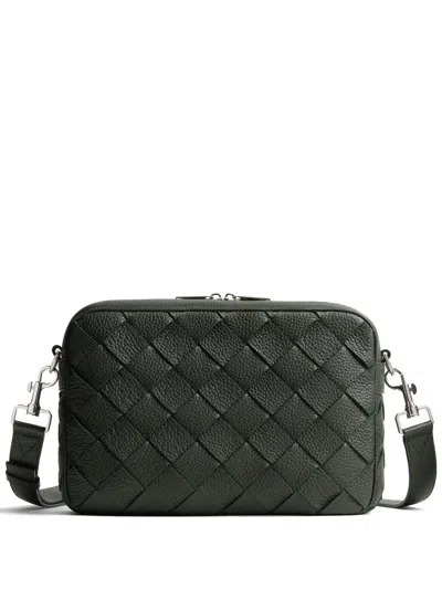 Bottega Veneta Dark Green Intrecciato Crossbody Bag In Dark Green