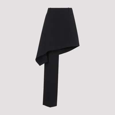 Bottega Veneta Asymmetrical Wool Skirt With Tailored Drape In Black
