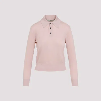 Bottega Veneta Women's Long Sleeve Polo Top In Pink