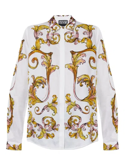 Versace Jeans Couture Long-sleeved Shirt With Concealed Button Fastening In White