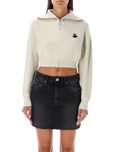 Isabel Marant Étoile Isabel Marant Etoile Oxane Zip Cropped Cardigan In Light Grey