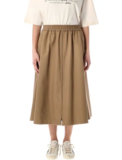 Golden Goose Midi A-line Circle Skirt Morena In Neutral