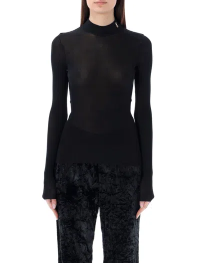 Saint Laurent Women's Cassandre Ribbed Sweater In Black