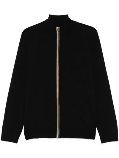 Paul Smith Stand-up Collar Long Sleeves Cardigan In Black