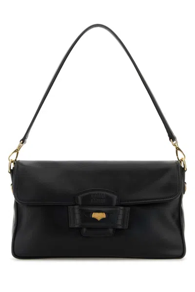 Miu Miu Black Leather Penny Shoulder Bag In Black