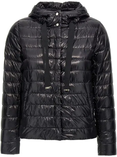 Herno Black Down Jacket With Drawstring Hood And Logo Detail On The Drawstring In Tech Fabric Woman In Black