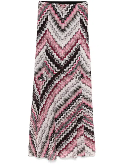 Missoni Multicolor Pink And Brown Long Skirt In Multicolor