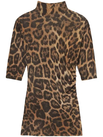 Stella Mccartney Leopard-print High Neck Top In Leopard Print