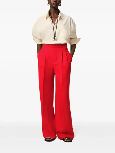 Ami Alexandre Mattiussi Red Wool High Waist Large Trousers Red In Red