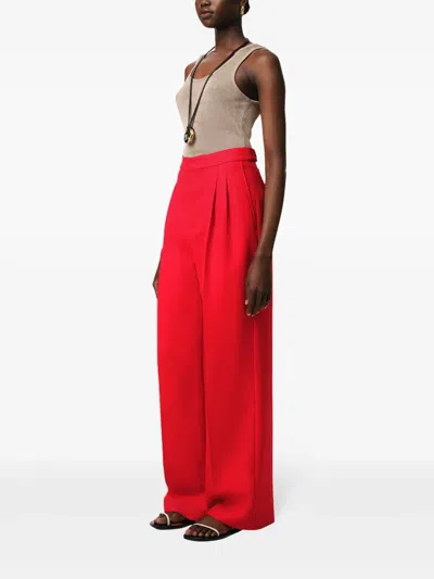 Ami Alexandre Mattiussi Red Wool High Waist Large Trousers Red In Red