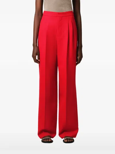 Ami Alexandre Mattiussi Red Wool High Waist Large Trousers Red In Red