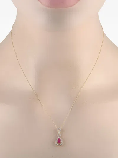 Pre-owned Lb Exclusive 14kt Yellow Gold Diamond And Ruby Pendant Necklace