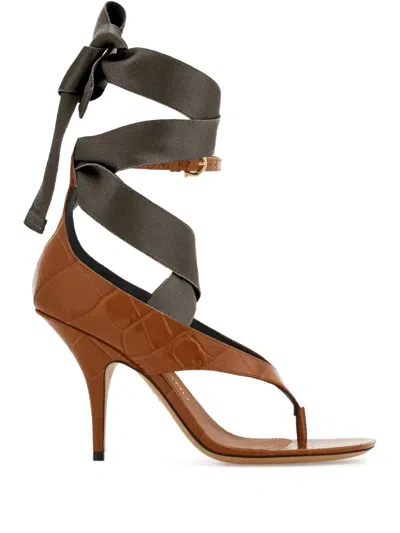 Ferragamo 95mm Ribbon-detail Sandals In Brown