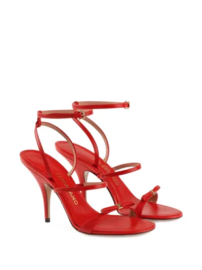 Ferragamo Strappy Sandal With Mini Bow In Red