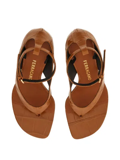 Ferragamo 95mm Ribbon-detail Sandals In Brown