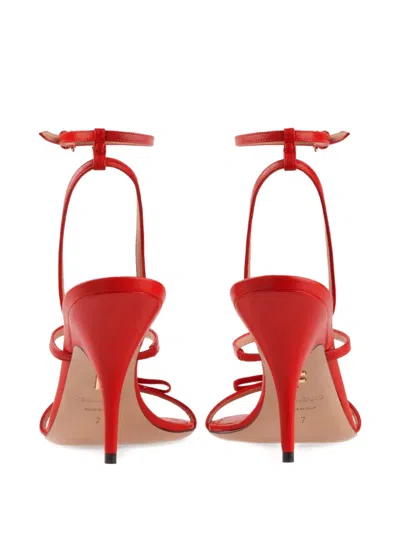 Ferragamo Strappy Sandal With Mini Bow In Red