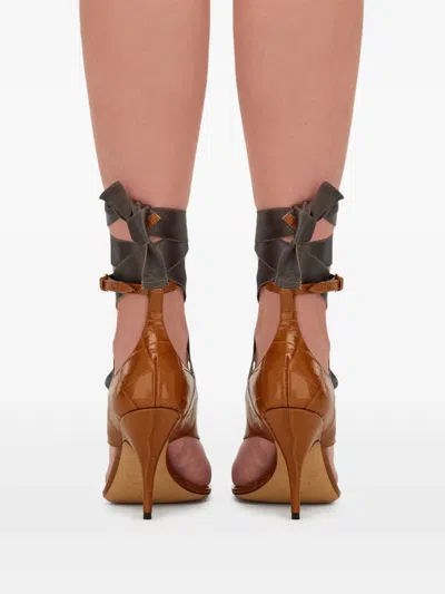 Ferragamo 95mm Ribbon-detail Sandals In Brown