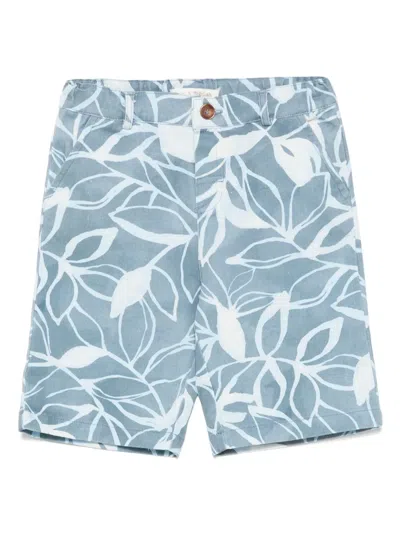 Zhoe & Tobiah Leaf-print Shorts In Blue