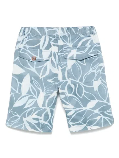 Zhoe & Tobiah Leaf-print Shorts In Blue