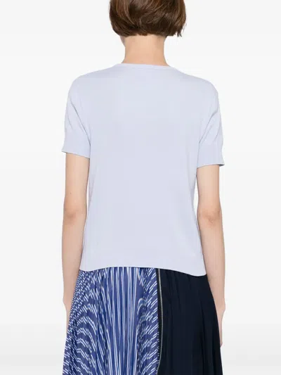 Agnès B. Swing Short-sleeved Cotton Snap Cardigan In Blue