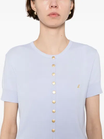 Agnès B. Swing Short-sleeved Cotton Snap Cardigan In Blue