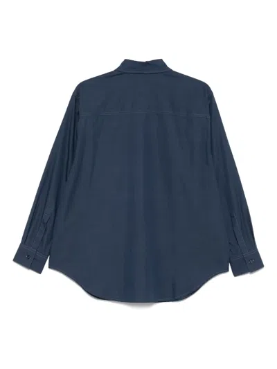 Emporio Armani Logo-embroidered Shirt In Blue