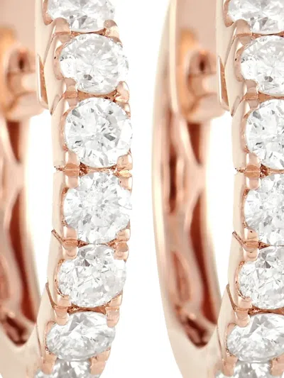 Pre-owned Lb Exclusive 14k Rose Gold Diamond Hoop Earrings In Pink