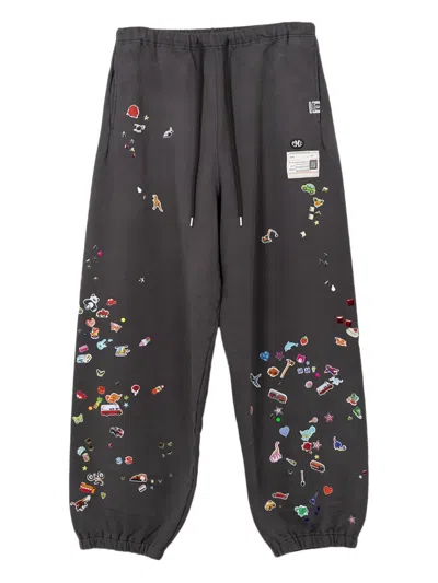 Miharayasuhiro Sticker Graphic-print Track Pants In Black