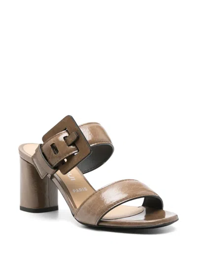 Barbara Bui 70mm Patent-leather Sandals In Brown