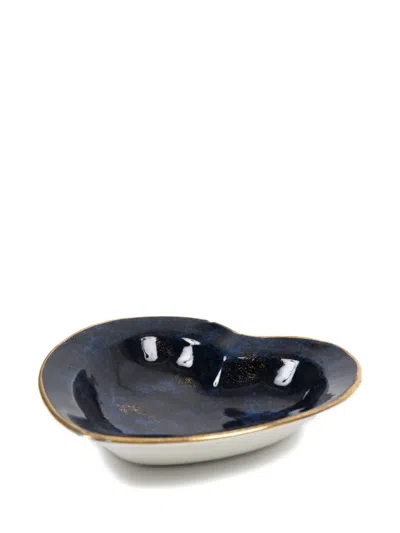 Pre-owned Dior 1970s Navy Heart Porcelain Plate In Blue