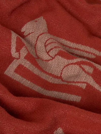 Etro Home Logo-jacquard Wool Throw Blanket (180cm X 140cm) In Red