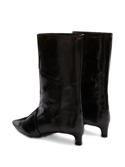 Jil Sander Leather Boots In Black
