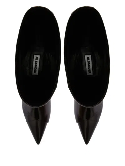 Jil Sander Leather Boots In Black