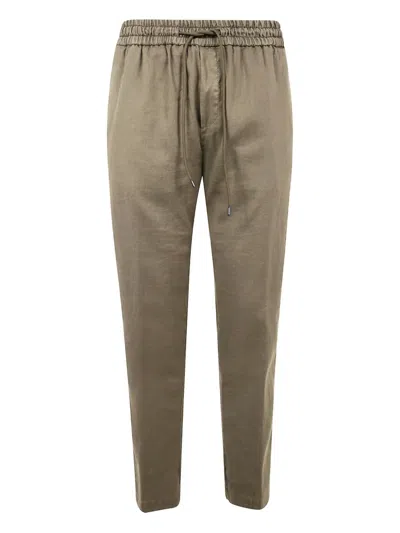 Dondup Yuri Textured Fabric Elastic Waistband Trousers In Metallic