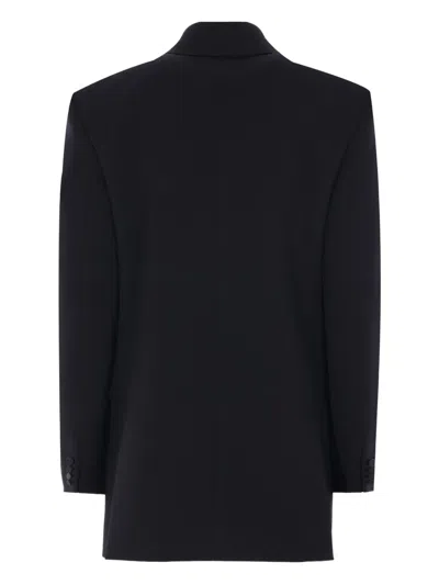 Saint Laurent Black Double-breasted Jacket With Peak Revers And Double Vent On The Rear In Wool Woman In Black