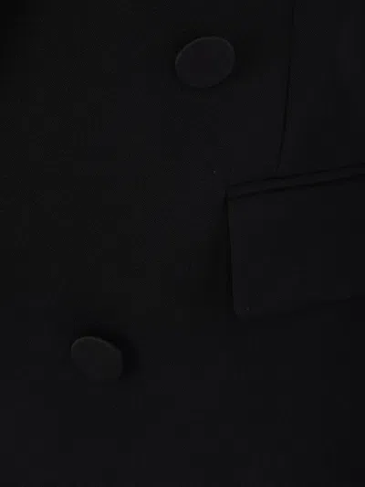 Saint Laurent Black Double-breasted Jacket With Peak Revers And Double Vent On The Rear In Wool Woman In Black