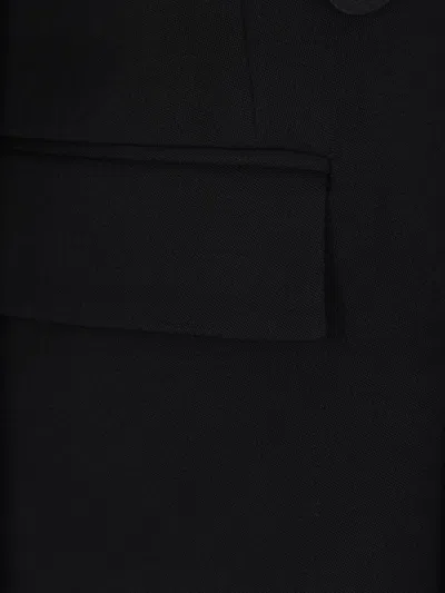 Saint Laurent Black Double-breasted Jacket With Peak Revers And Double Vent On The Rear In Wool Woman In Black