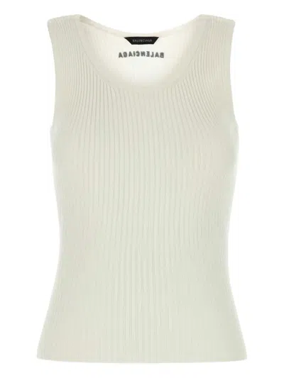 Balenciaga White Sleeveless Tank Top In White