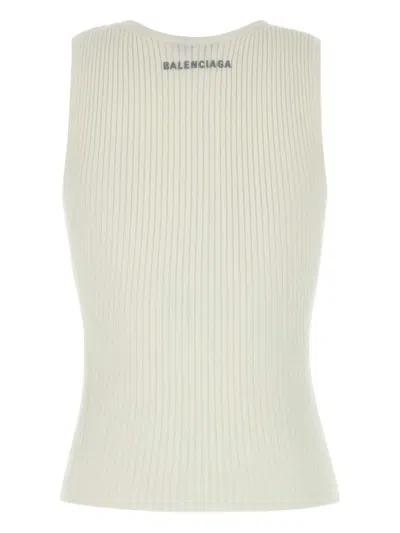 Balenciaga White Sleeveless Tank Top In White