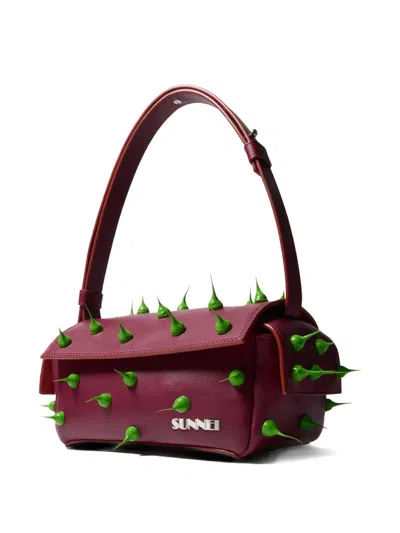 Sunnei Small Spiky Labauletto Shoulder Bag In Red