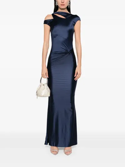 Moos Studio Cut Out-detail Maxi Dress In Blue