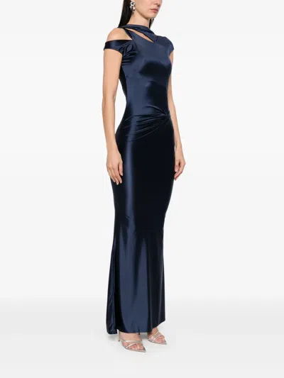Moos Studio Cut Out-detail Maxi Dress In Blue