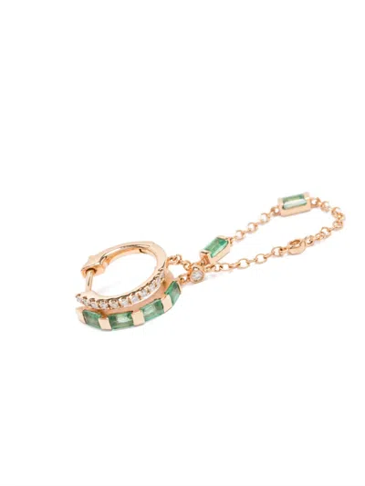 Shay 18k Yellow Gold Fringed Diamond And Emerald Huggie Hoop Earrings In Gold