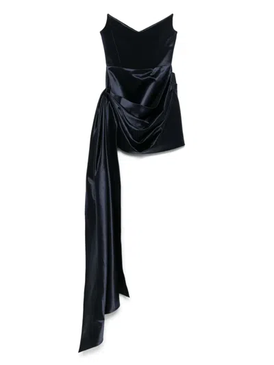 Alex Perry Asymmetric Corset Mini Dress In Blue